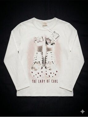 Zara White Long Sleeve Tee with Sneaker Graphic